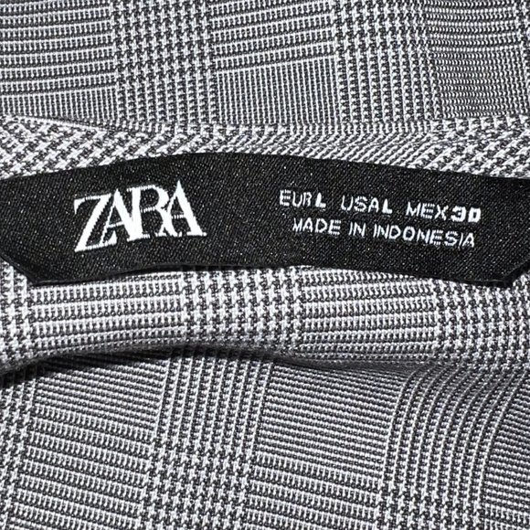 Like new ZARA Classic Black Gray White Houndstooth Shift Dress Size 12 - Picture 4 of 9